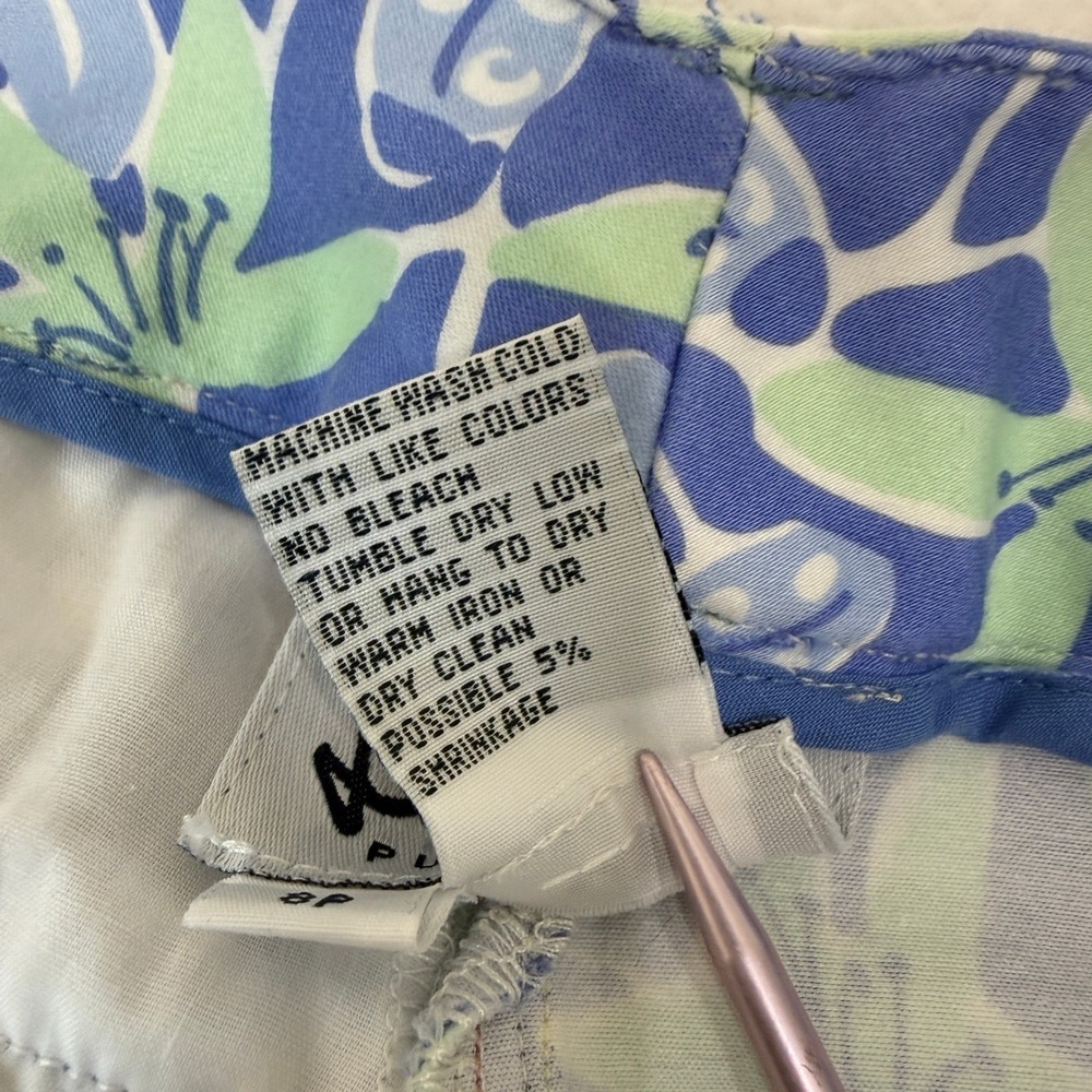 Lilly Pulitzer Floral Ladybug Crop Pants Womens 8P Blue Green Preppy Coastal - Picture 6 of 7